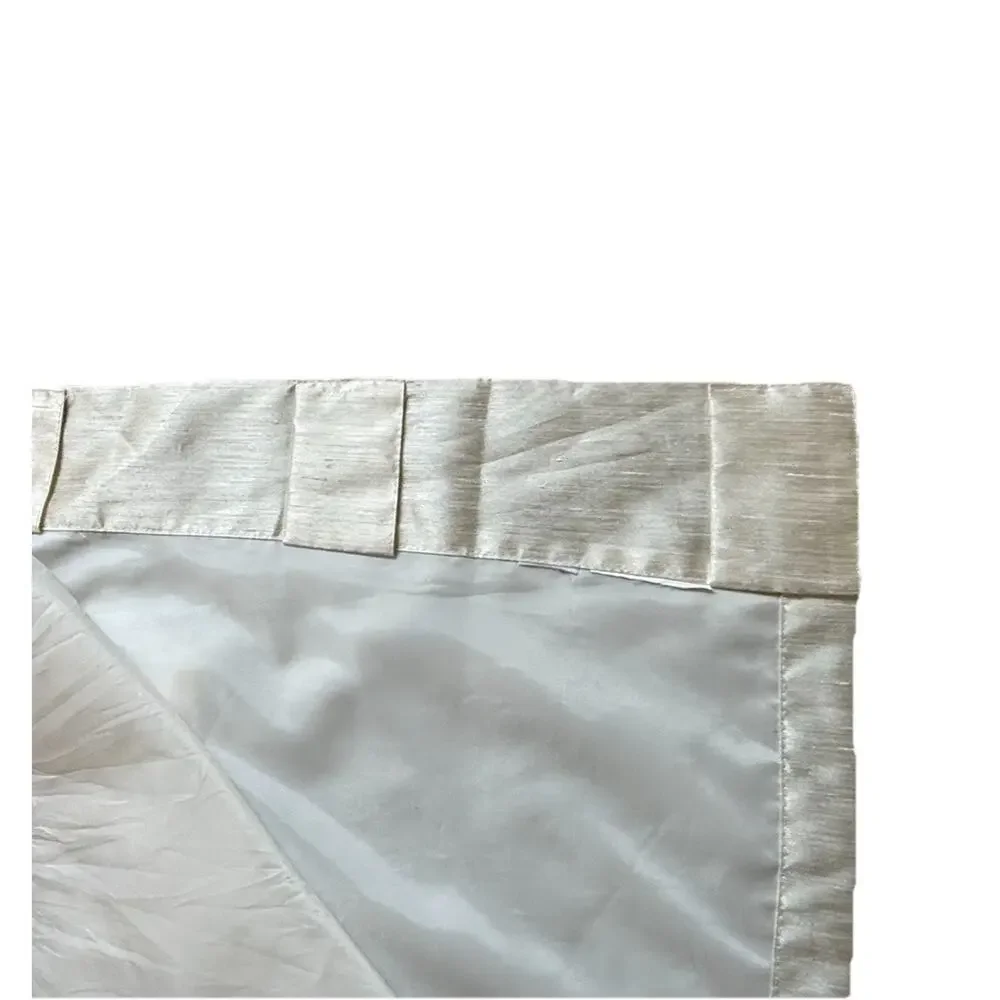 2 Faux Silk Ivory Off White Curtains Panels Drapes Lined Rod Pocket Long Pair